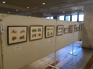 忠岡町民文化祭の一般作品展会場のはがき絵ブースの写真