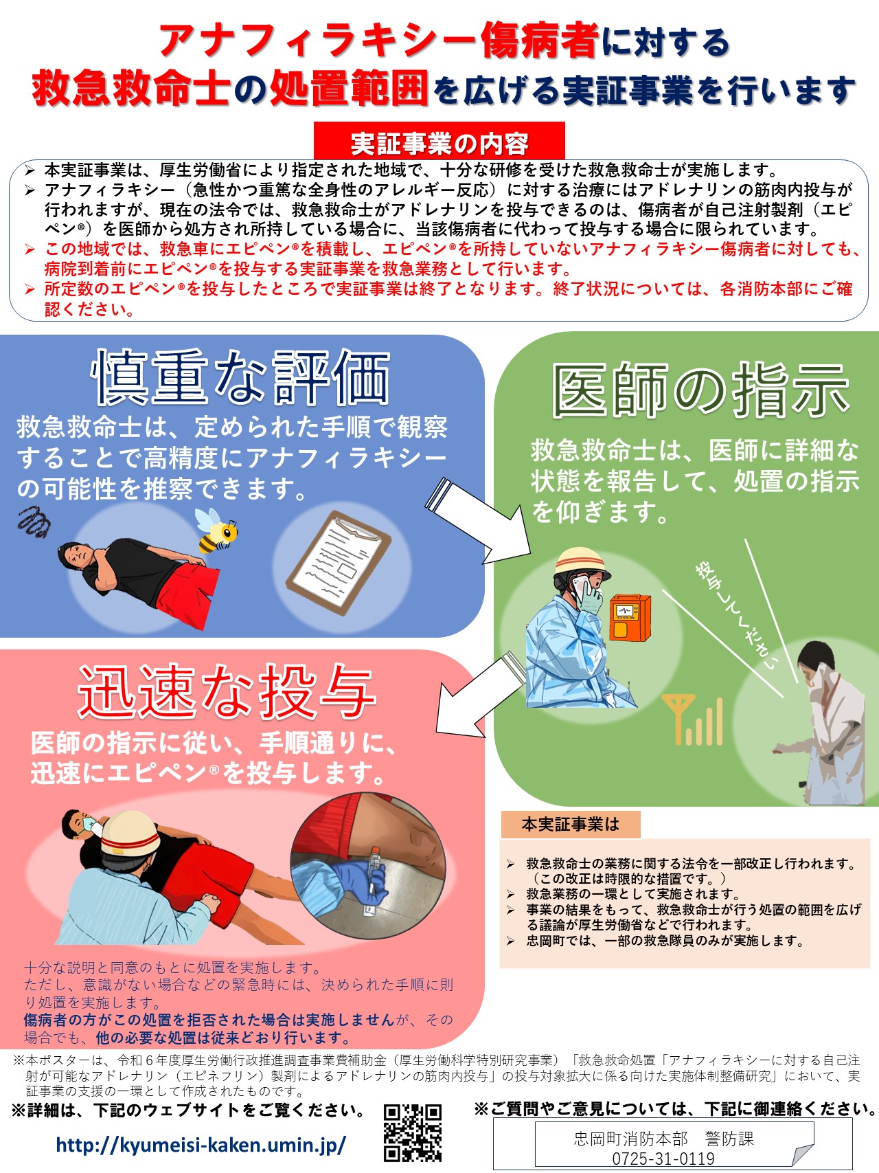 アナフィラキシー傷病者に対する救急救命士の処置範囲を広げる実証事業ポスター