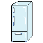 扉の3つある冷蔵庫のイラスト